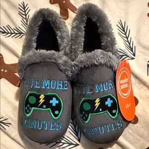 Wonder Nation Gray Slippers with Game Controller Embroidery